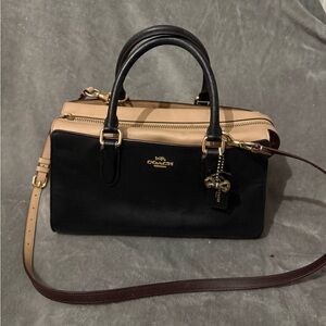 Coach Selina Gomez Two-Tone Black and Tan Satchel